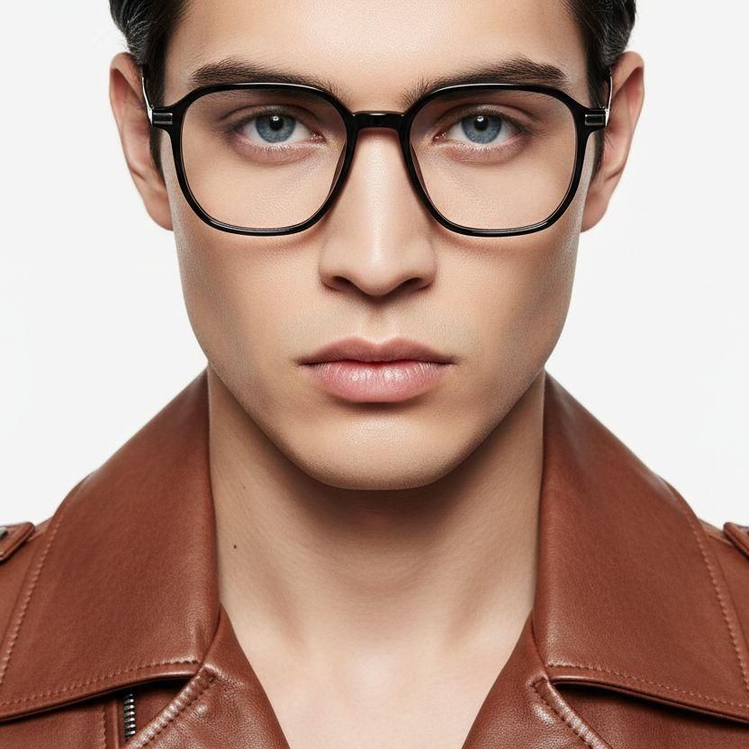 Rectangular Black Titanium Glasses #BS0218-0313