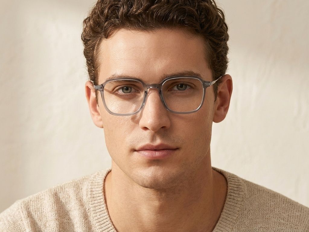 Rectangular Grey Titanium Glasses #BS0218-0316