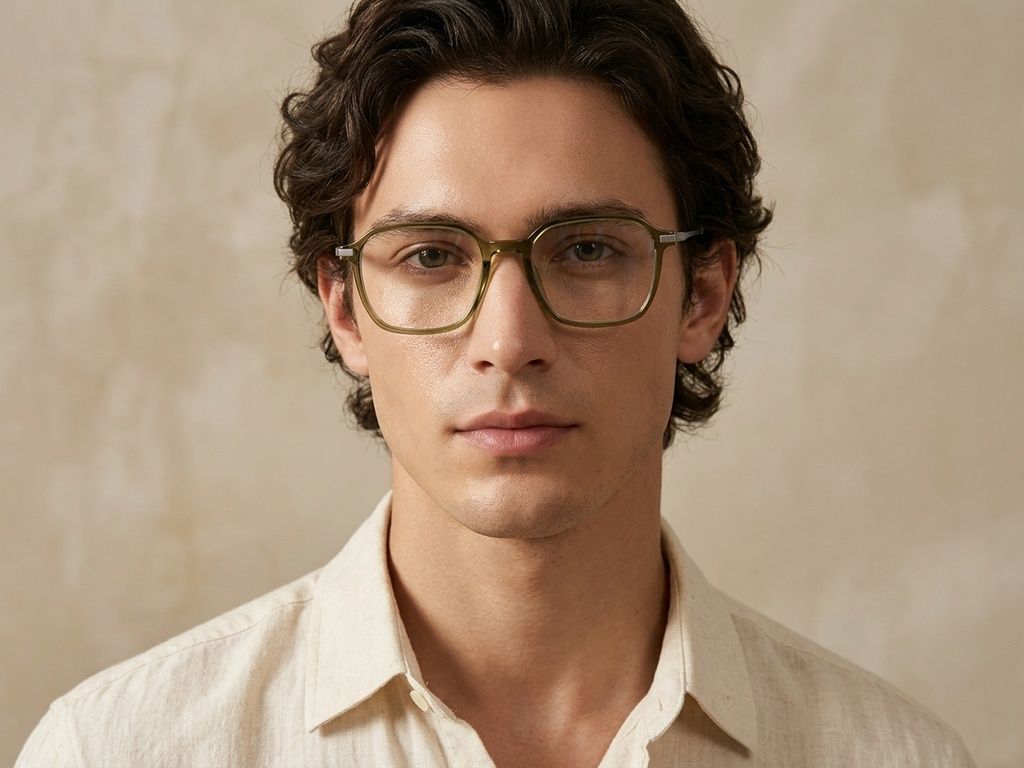 Rectangular Green Titanium Glasses #BS0218-0318