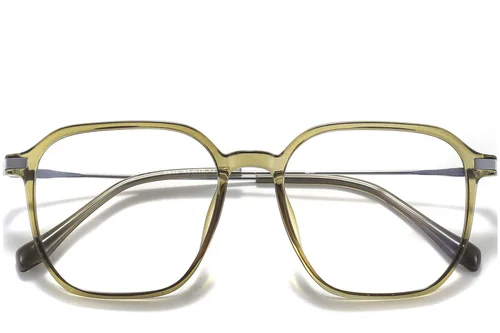 Lunettes rectangulaires en titane vert #BS0218-0318