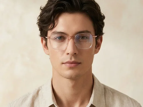 Lunettes rectangulaires en titane brun #BS0218-0319