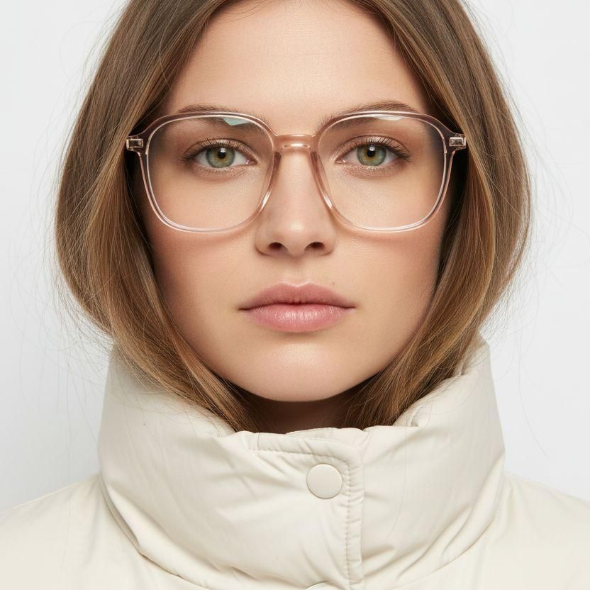 Gafas rectangulares de titanio marrón #BS0218-0319