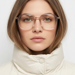 Gafas rectangulares de titanio marrón #BS0218-0319