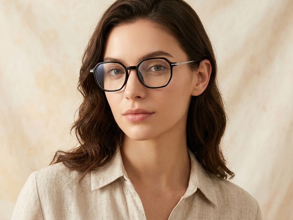 Gafas geométricas de titanio negro #BS0218-0320