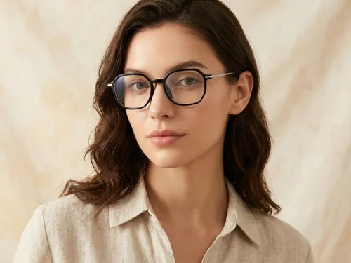 Lunettes géométriques en titane noir #BS0218-0320