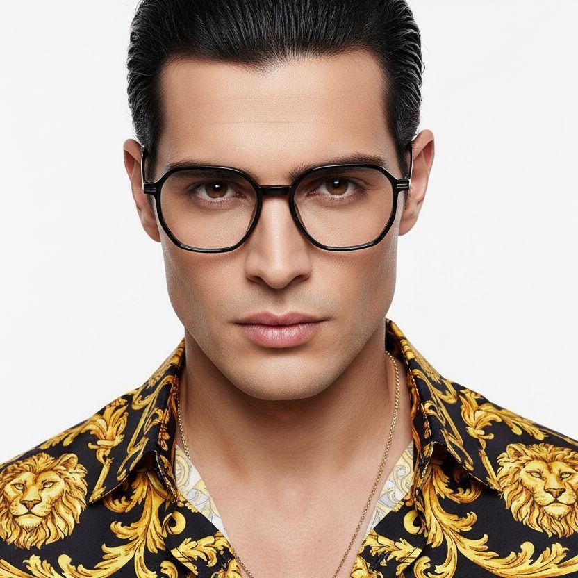 Geometric Black Titanium Glasses #BS0218-0320