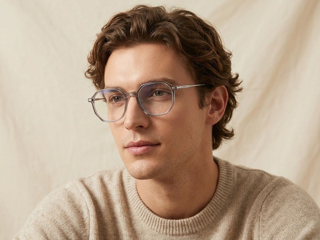Geometrische graue Titanbrille #BS0218-0323