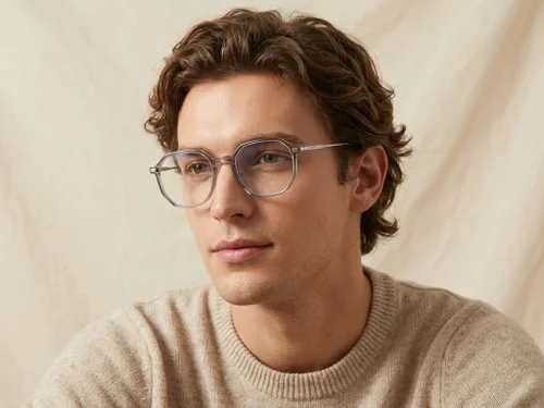 Lunettes géométriques en titane gris #BS0218-0323