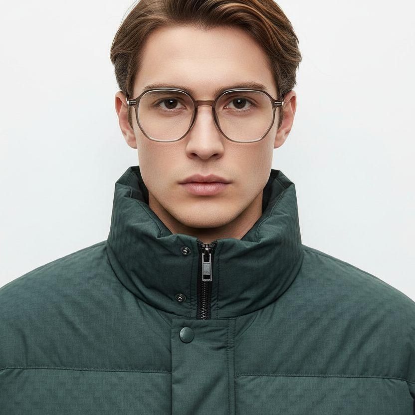 Lunettes géométriques en titane brun #BS0218-0324