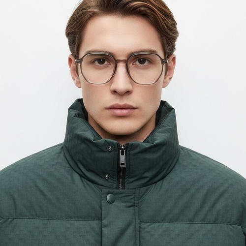 Lunettes géométriques en titane brun #BS0218-0324