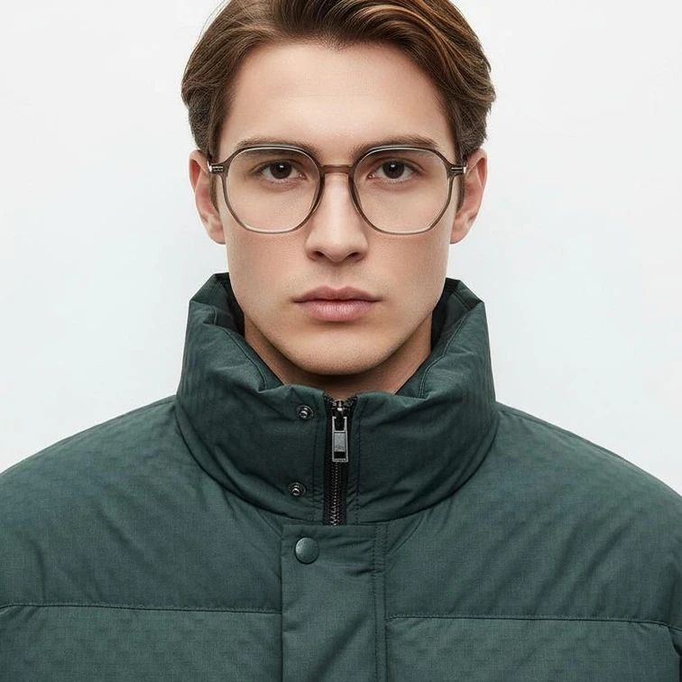 Gafas geométricas de titanio marrón #BS0218-0324
