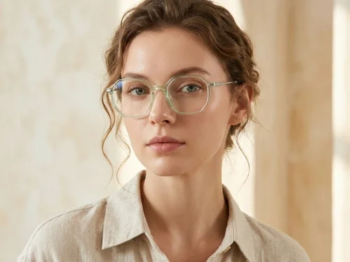 Lunettes géométriques en titane vert #BS0218-0325