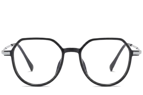 Lunettes ovales en titane noir #BS0218-0327