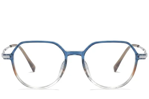 Lunettes ovales en titane bleu #BS0218-0328