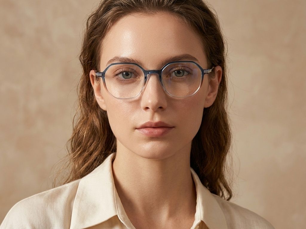 Oval Blue Titanium Glasses #BS0218-0328