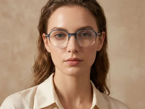 Lunettes ovales en titane bleu #BS0218-0328