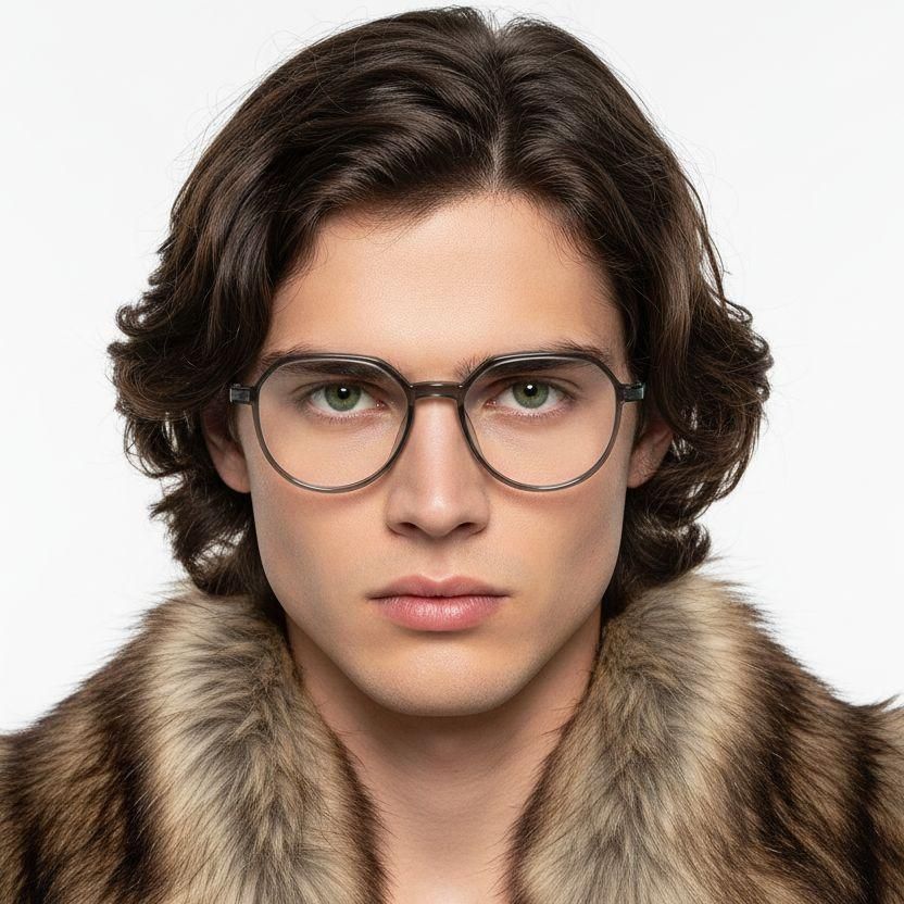 Gafas ovaladas de titanio verde #BS0218-0329
