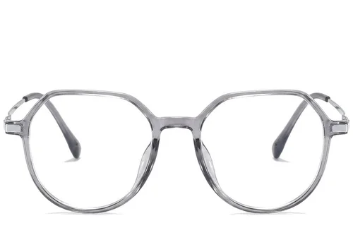 Lunettes ovales en titane gris #BS0218-0330