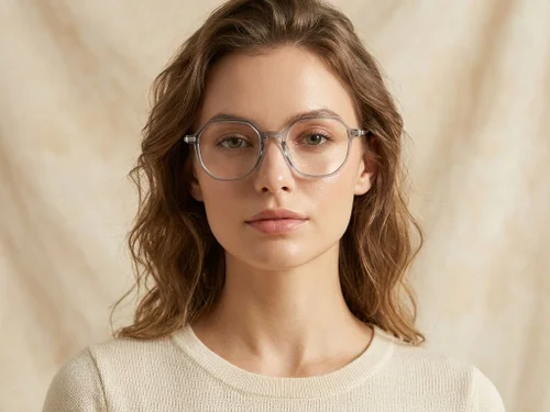 Lunettes ovales en titane gris #BS0218-0330