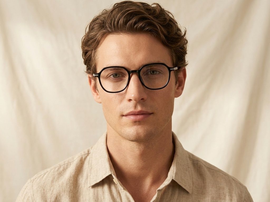 Oval Black Titanium Glasses #BS0218-0334