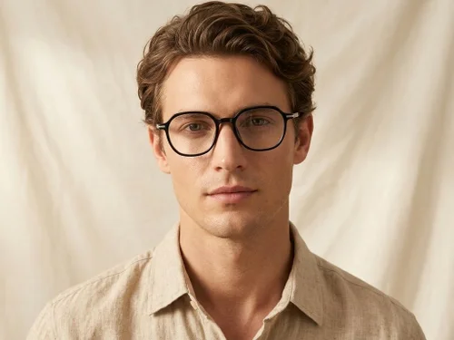 Lunettes ovales en titane noir #BS0218-0334