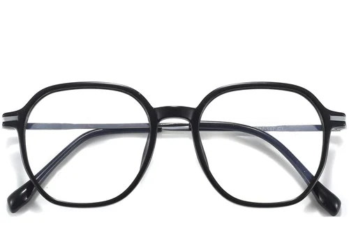 Lunettes ovales en titane noir #BS0218-0334