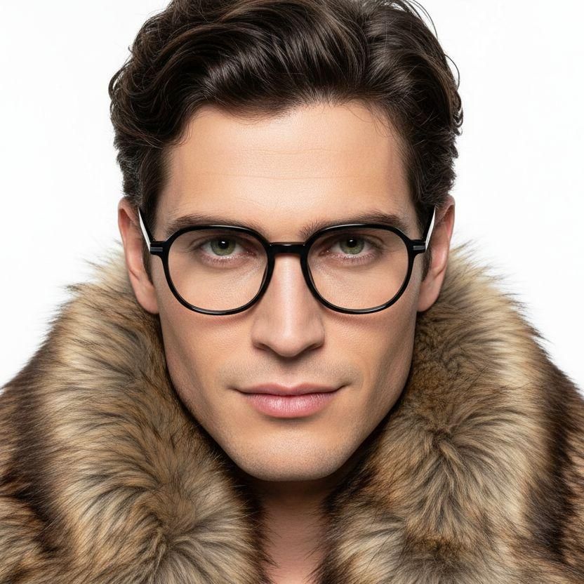 Oval Black Titanium Glasses #BS0218-0334