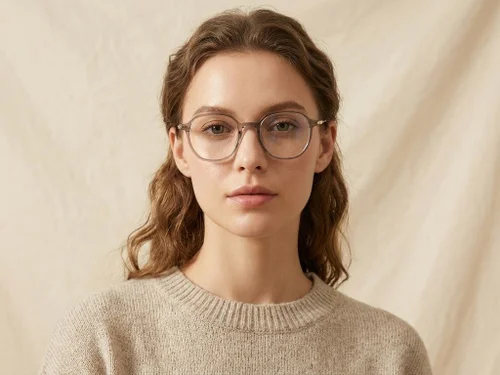 Lunettes ovales en titane brun #BS0218-0338