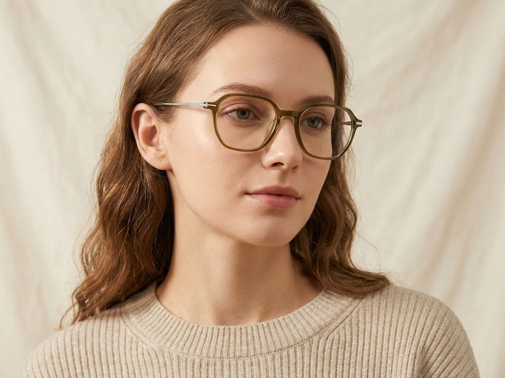 Ovale grüne Titanbrille #BS0218-0339