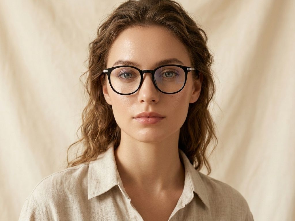 Gafas ovaladas de titanio negro #BS0218-0341
