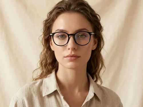Lunettes ovales en titane noir #BS0218-0341