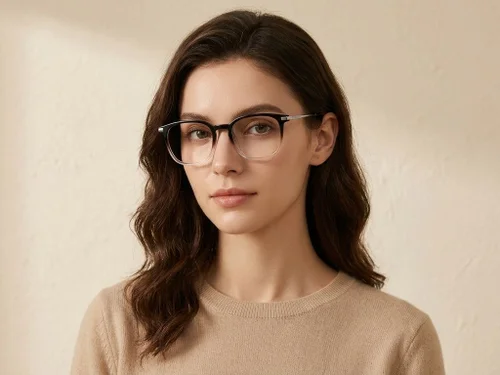 Lunettes ovales en titane noir #BS0218-0342