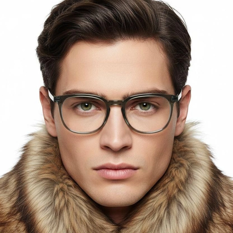 Lunettes ovales en titane vert #BS0218-0343