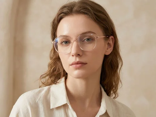 Lunettes rectangulaires en titane brun #BS0218-0349