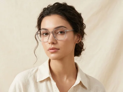 Lunettes rectangulaires en titane gris #BS0218-0351