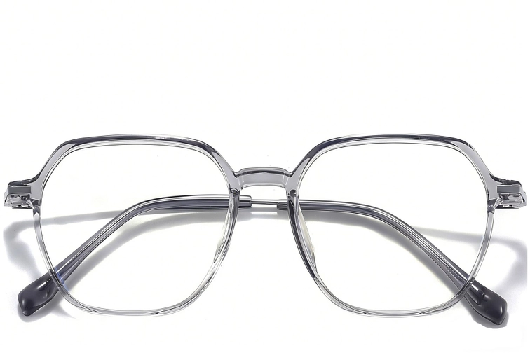 Lunettes rectangulaires en titane gris #BS0218-0351