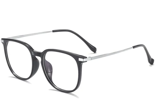 Lunettes ovales en titane noir #BS0218-0355