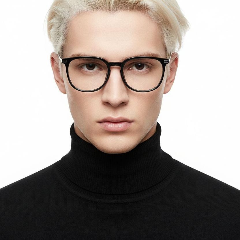 Gafas ovaladas de titanio negro #BS0218-0355