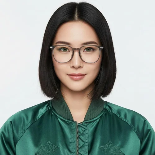 Lunettes ovales en titane vert #BS0218-0357
