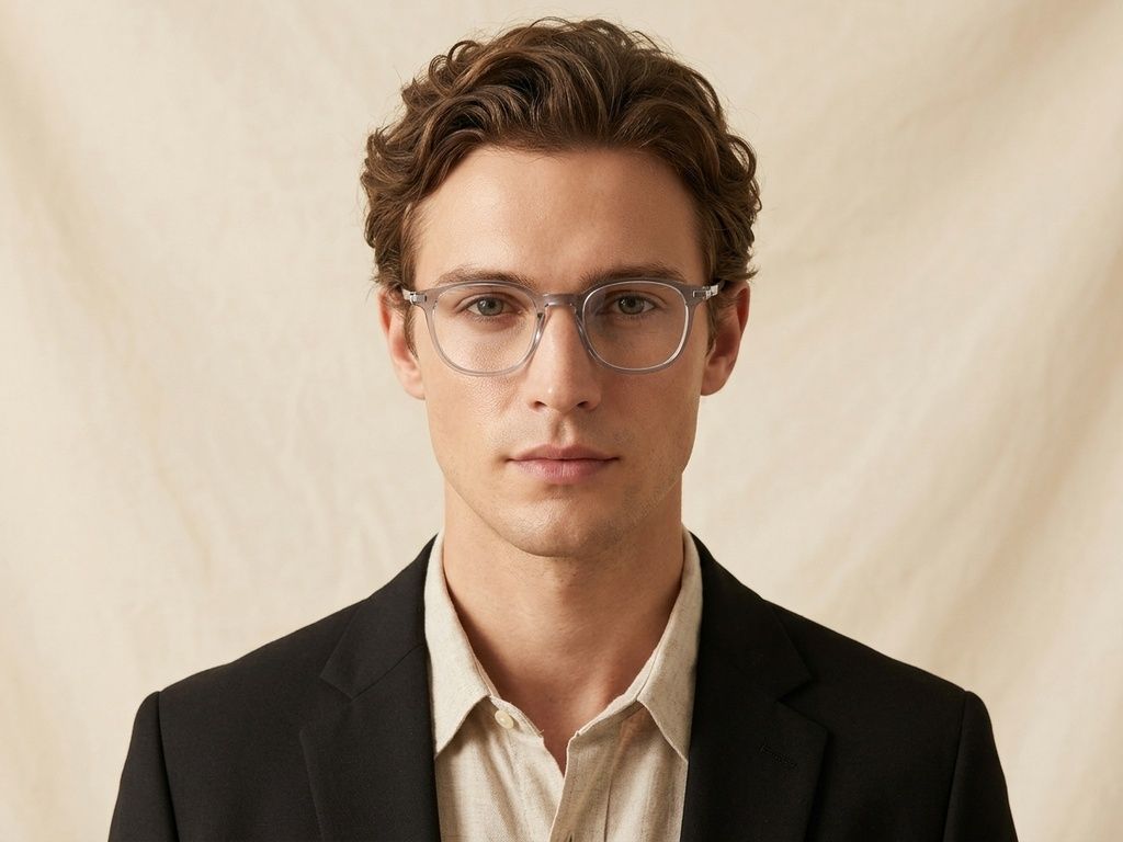 Oval Grey Titanium Glasses #BS0218-0358