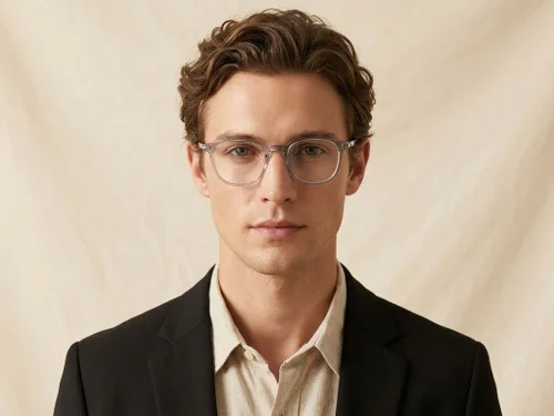 Lunettes ovales en titane gris #BS0218-0358