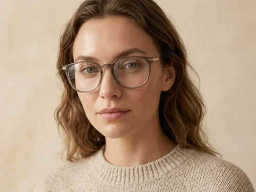 Lunettes ovales en titane brun #BS0218-0359