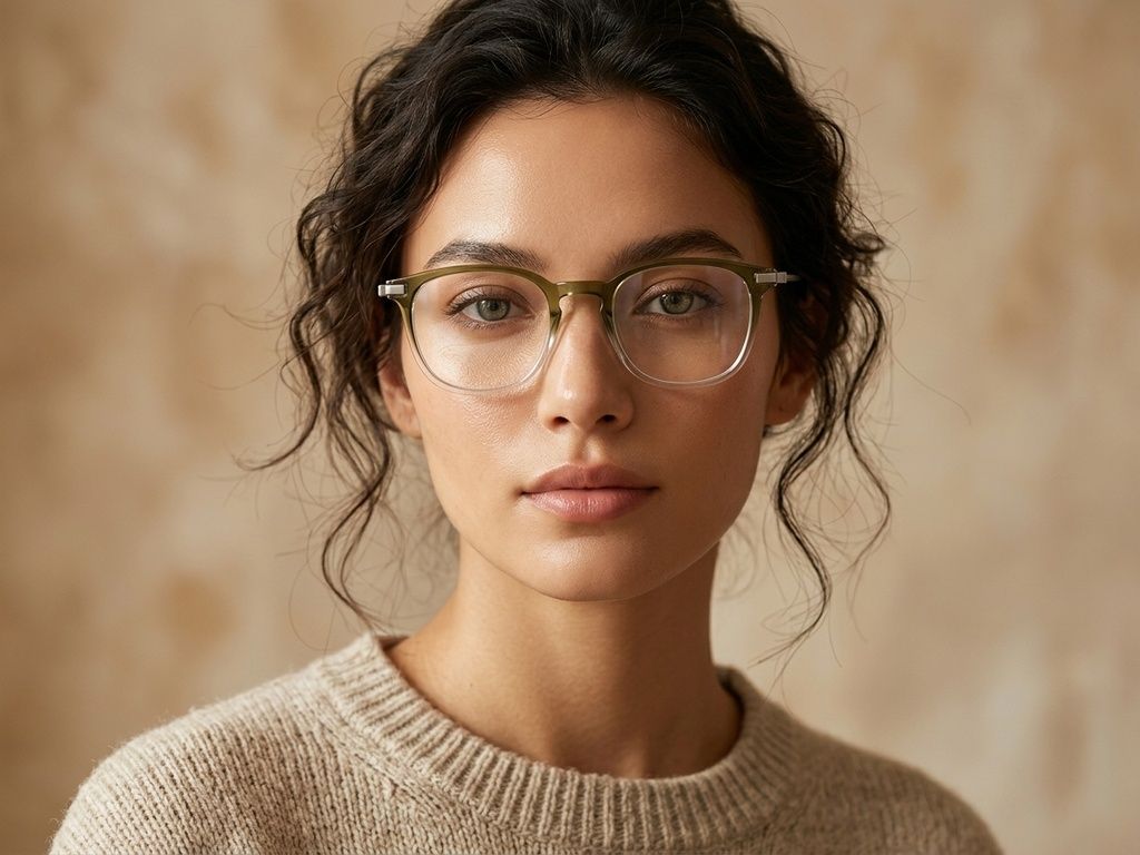 Gafas ovaladas de titanio verde #BS0218-0360