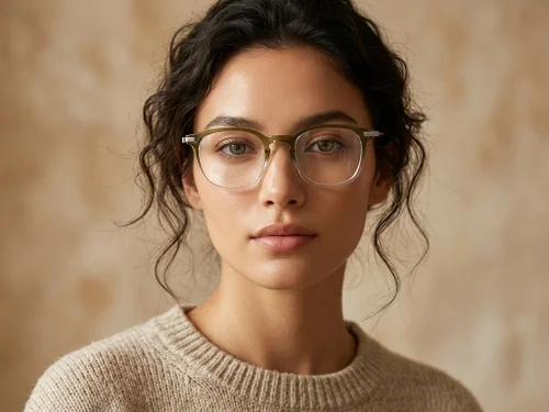 Lunettes ovales en titane vert #BS0218-0360