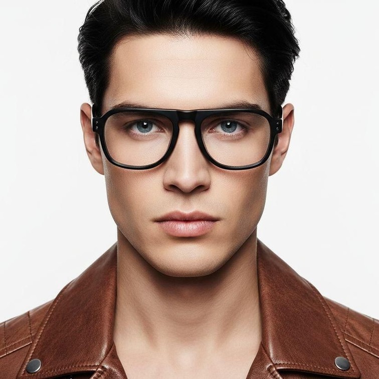 Gafas de aviador de acetato negro #BS0218-0366