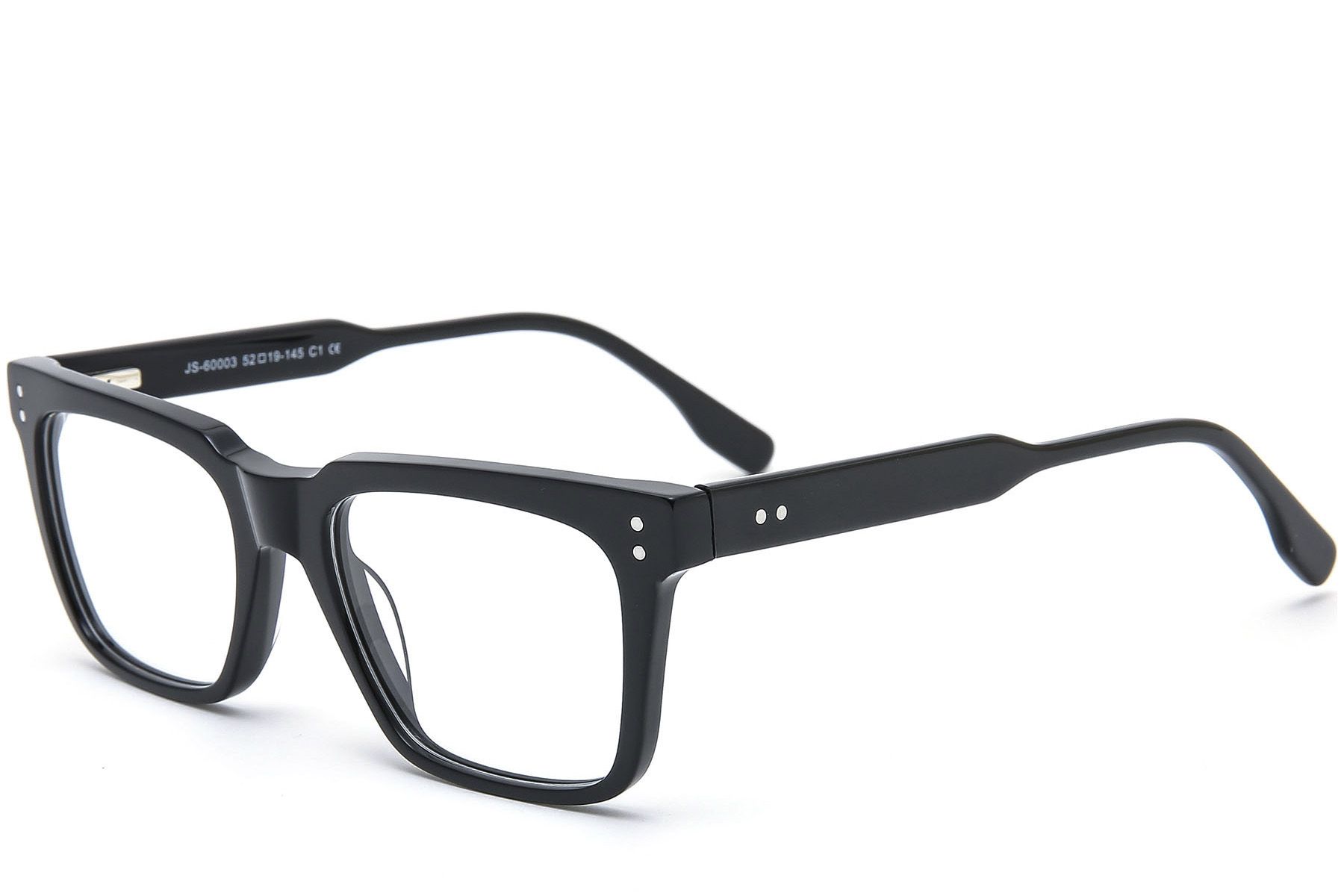 Rechteckige schwarze Acetatbrille #BS0218-0370