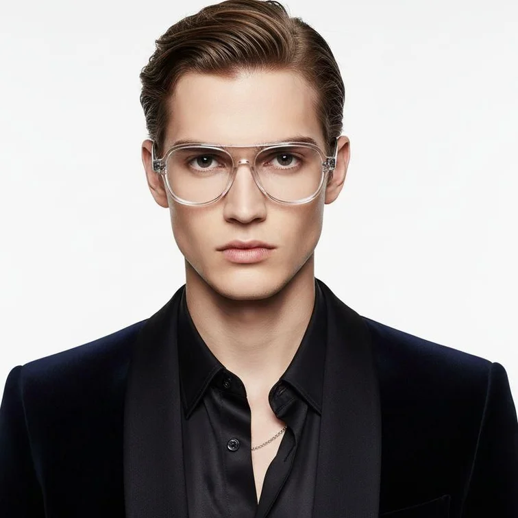 Aviator-Brille aus grauem Acetat #BS0218-0375