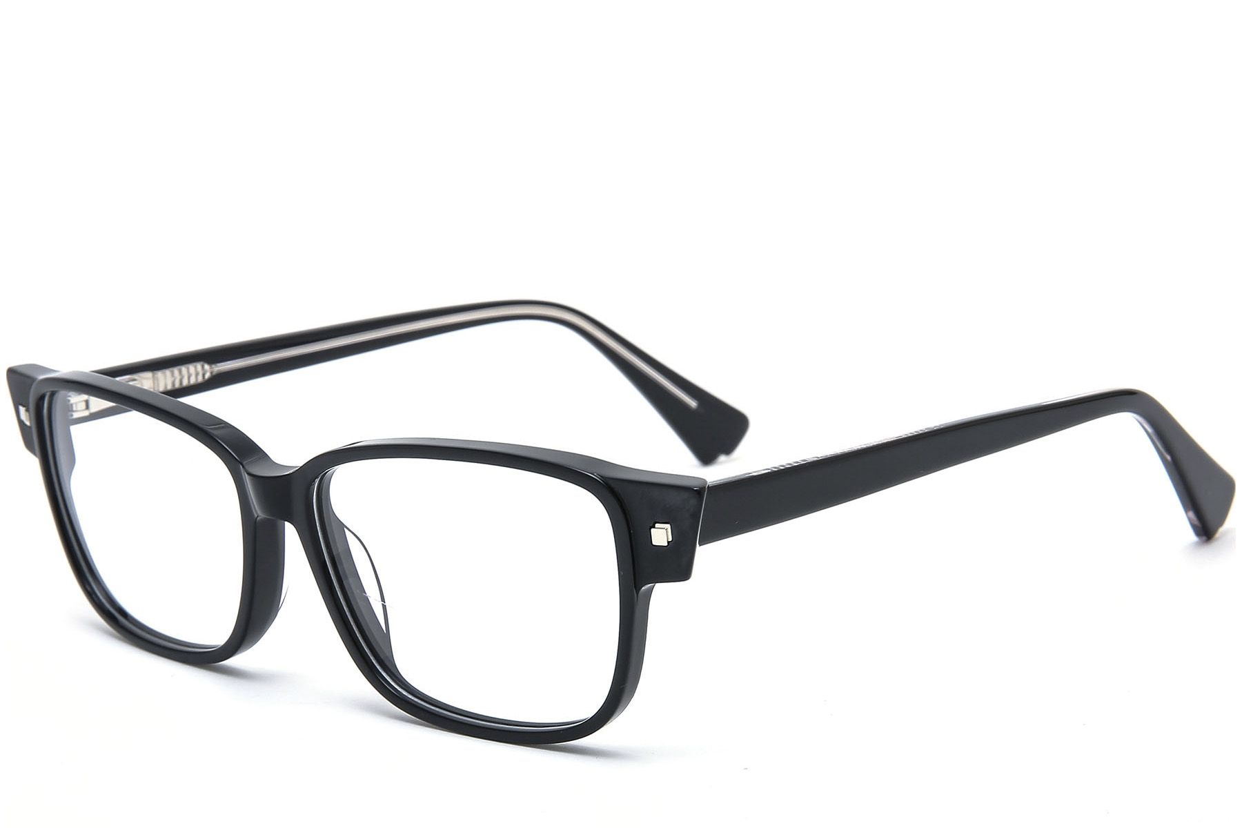 Gafas rectangulares de acetato negro #BS0218-0378