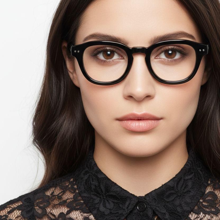 Oval Black Acetate Glasses #BS0218-0382