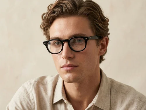 Lunettes ovales en acétate noir #BS0218-0386